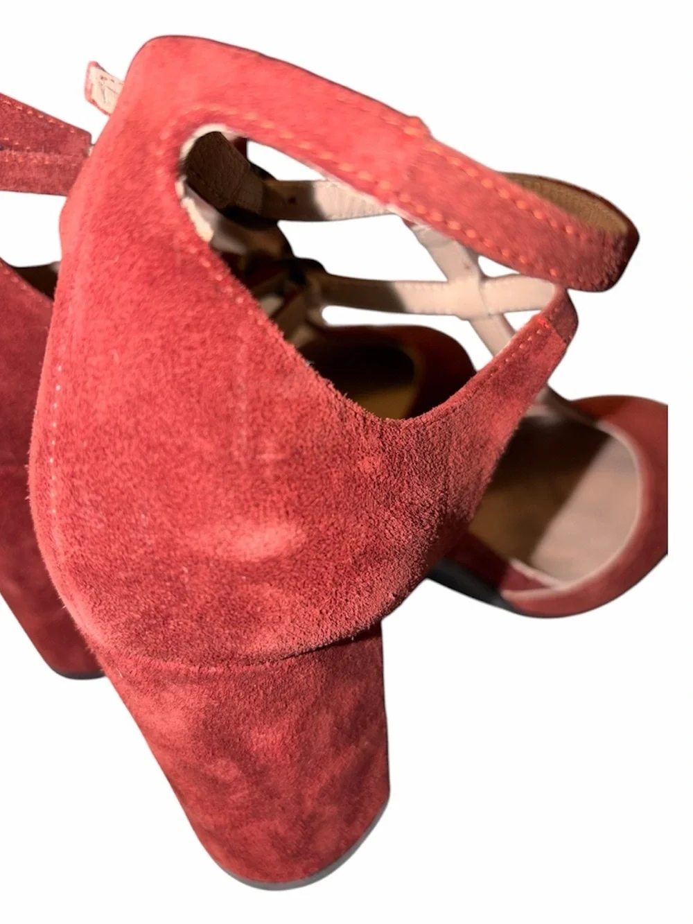 Sundance Suede T-Strap Ankle Strap Pumps in Rust Size 6 EUC